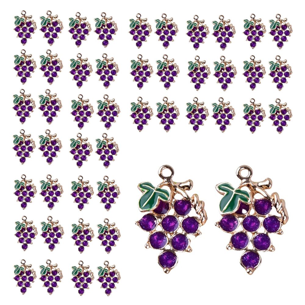 7135 Topfleir Grape Charms for Jewelry Making Fruit Enamel Pendant for DIY